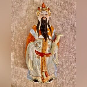 Vintage Chinese "Lu" God of Prosperity Porcelain Ceramic Figurine 9.5” Asian